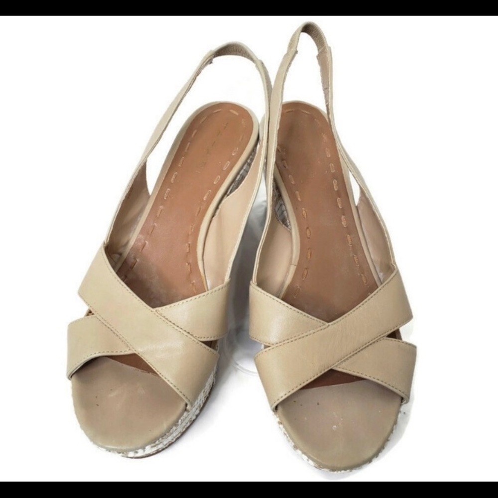 Tahari Slingback Espadrille Wedge Leather Sandals